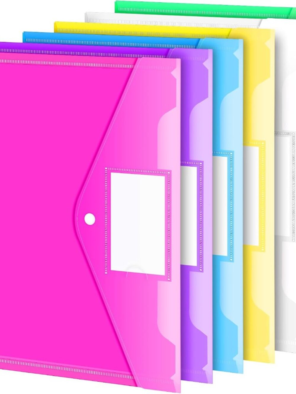 6 Pack Folders Plastic Envelopes, Clear Plastic File Folder for Document, Letter